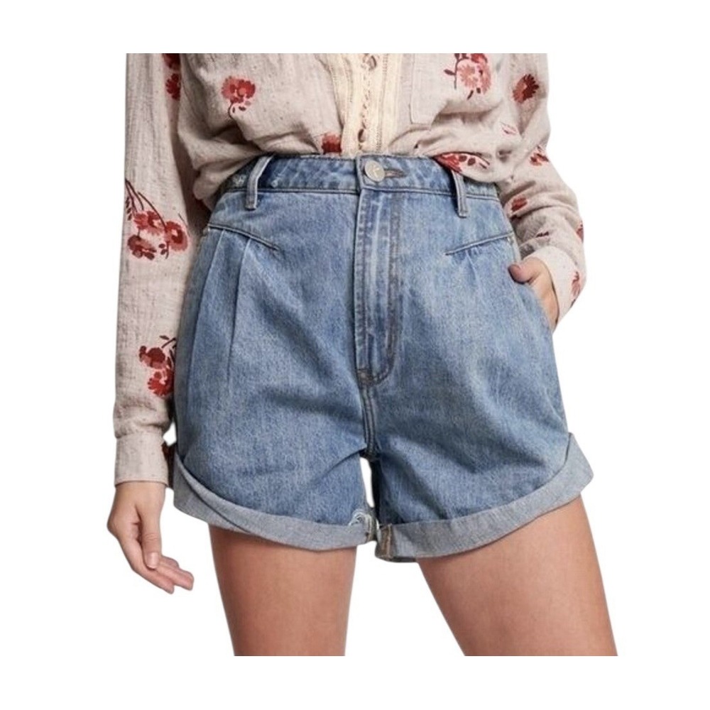 One Teaspoon Shorts Womens Size 26‎ Blue Street Walker High Rise Pockets New - Picture 2 of 10